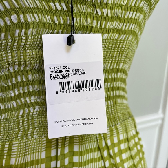 Faithfull the Brand Green and White Ruched Sweetheart Sundress - Picture 5 of 13
